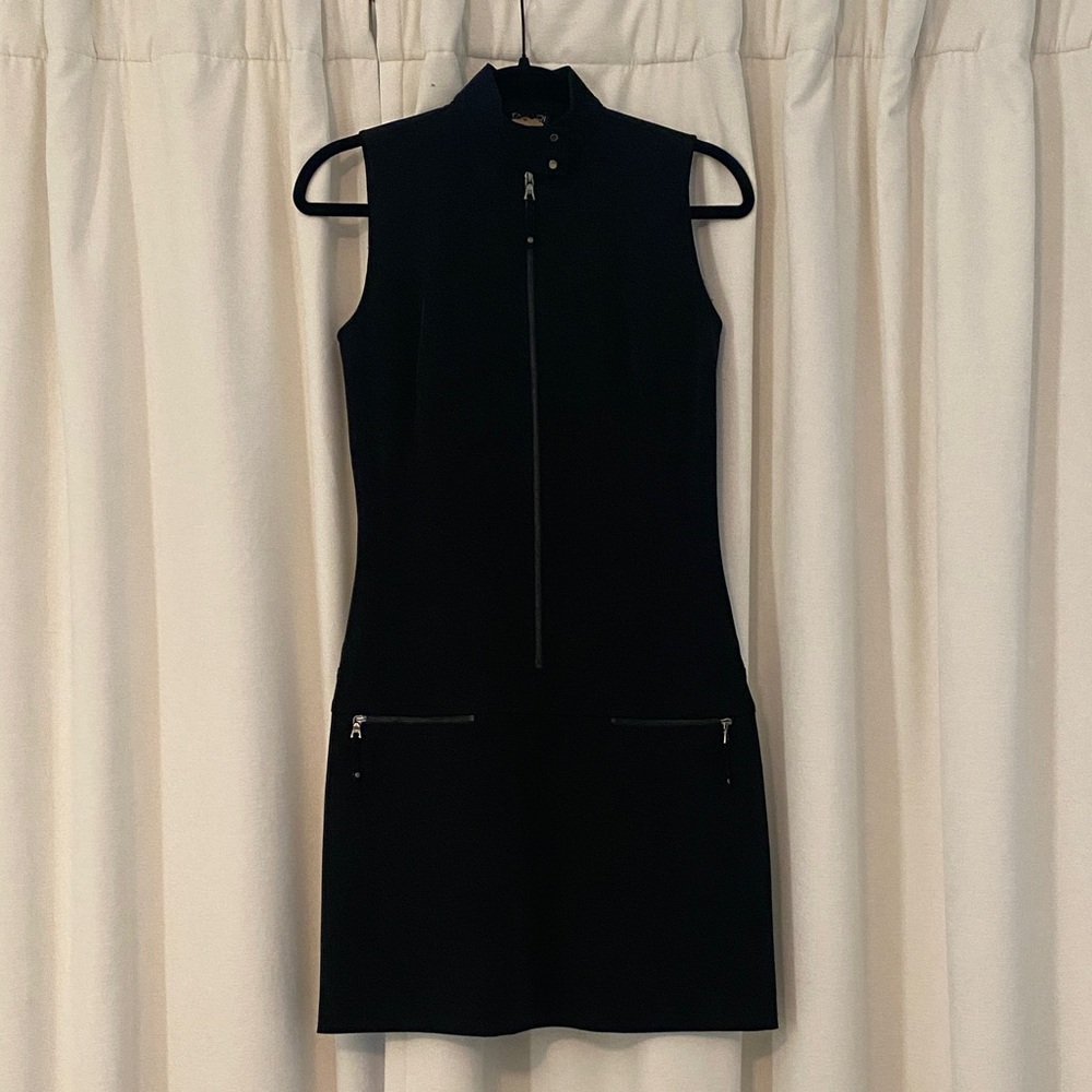 Tahari Black Zip-Front Mini Dress